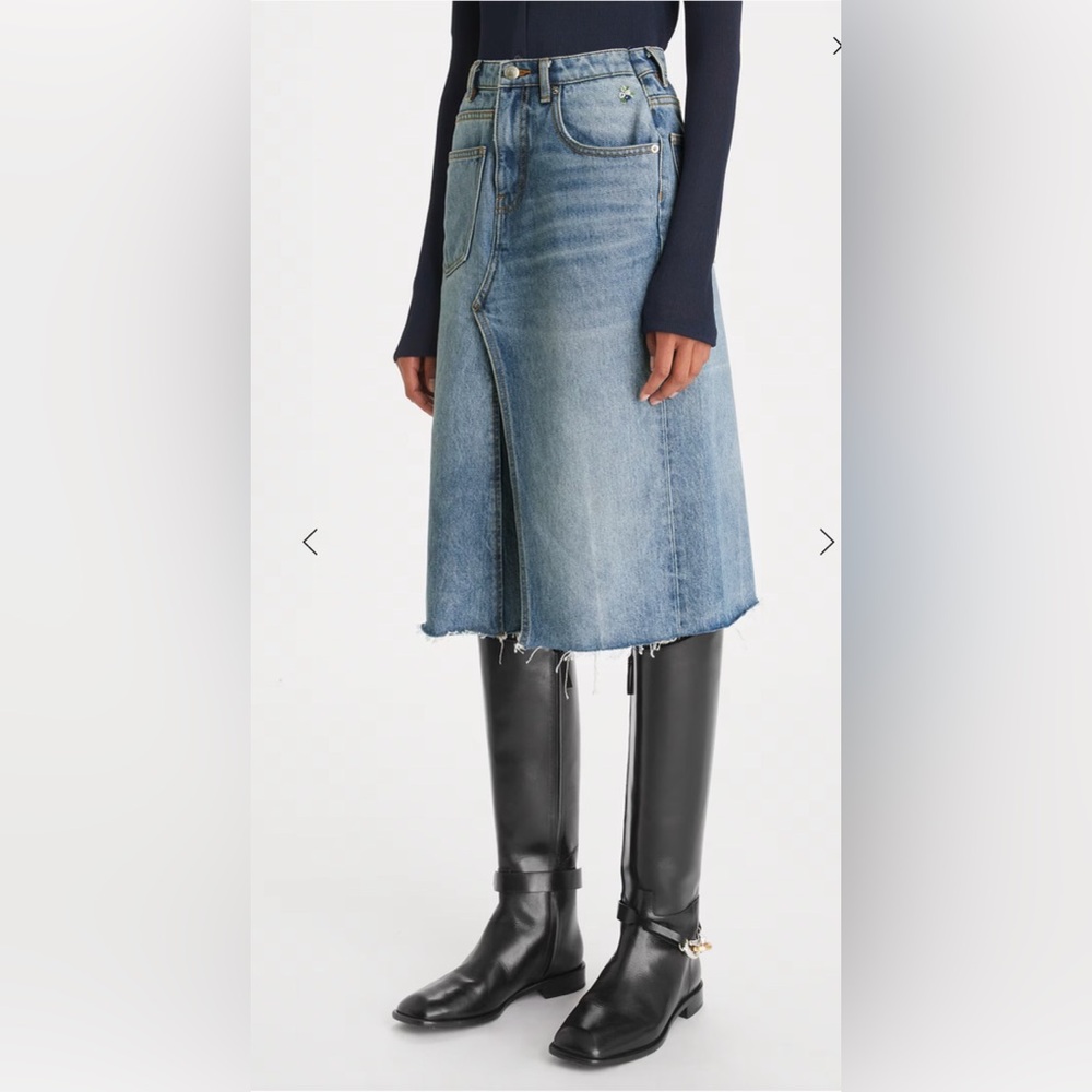 EUC Tory Burch DECONSTRUCTED DENIM SKIRT size 6 - Picture 4 of 15